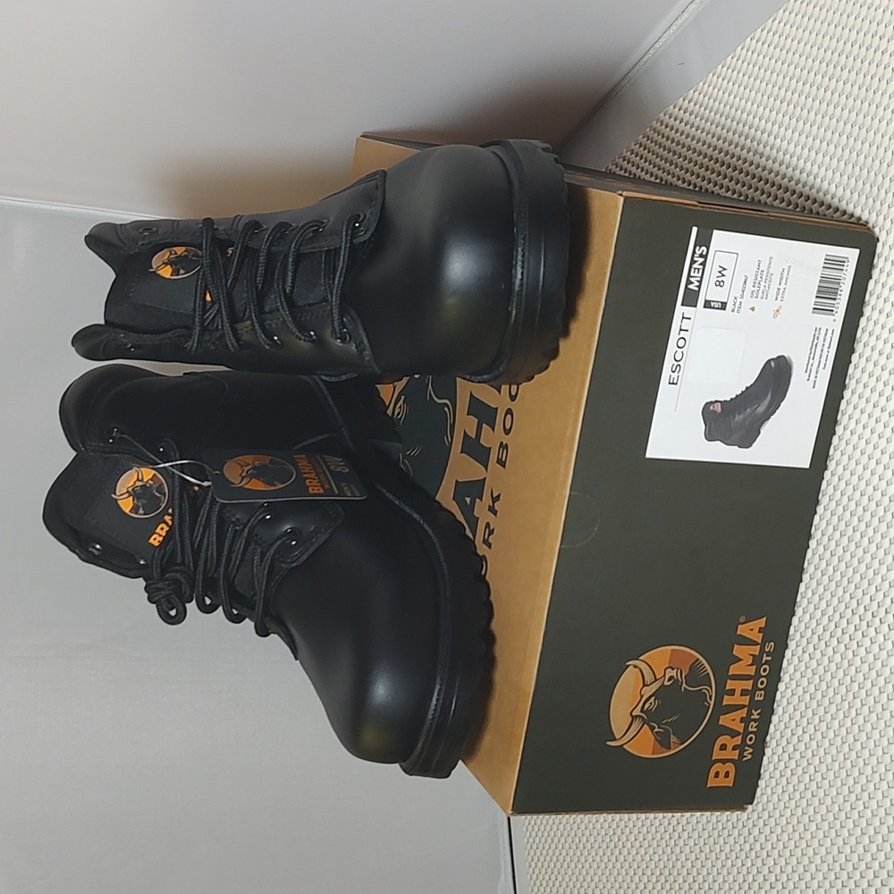 Brahma Men's Size 8W Escott Wide Width 6" Soft Toe Work Boots NWT